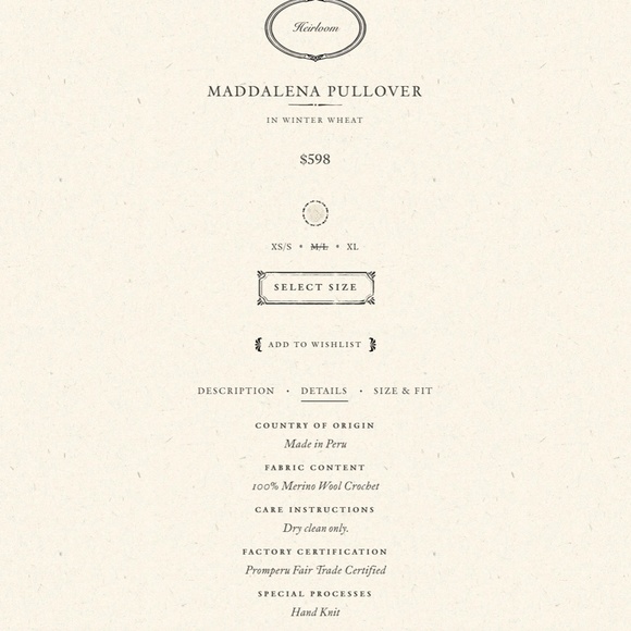 SOLD ❤️ NWOT Doen Heirloom Maddalena pullover sweater - XS-S - Picture 9 of 13